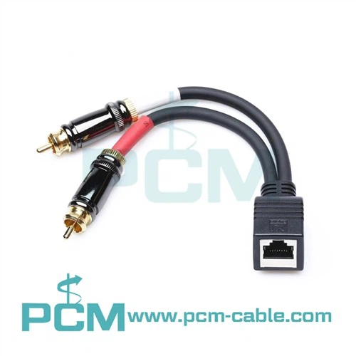 RJ45 Female Biex Doppju RCA Male Adapter Cable għal AXIA