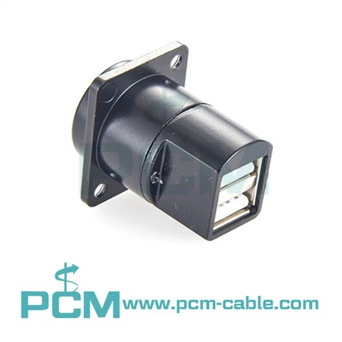 Stacked USB Reċipjent Konnettur Panel Mount