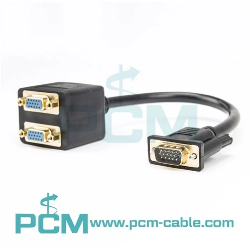 VGA Male għal Doppju VGA Female Splitter Cable