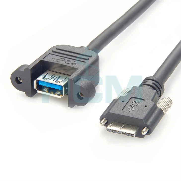USB 3. 0 Kejbil tal-Viżjoni USB 3.0 Tip A Female għal Mikro USB b'Lock tal-Invita Doppju