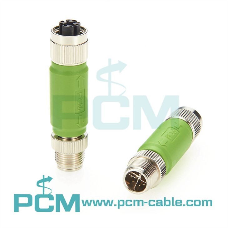 Compact M12 X-Code Male to Female Ethernet Connector IP67 Cat5e