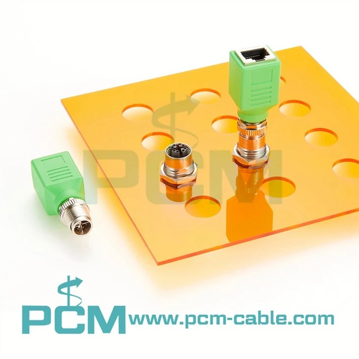Waterproof IP67 M12 X-code to RJ45 adapter