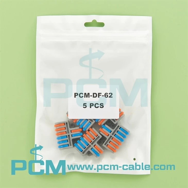 6 2 Pole Wire Connector Terminal Block with Spring Lock Lever for Cable Connection
