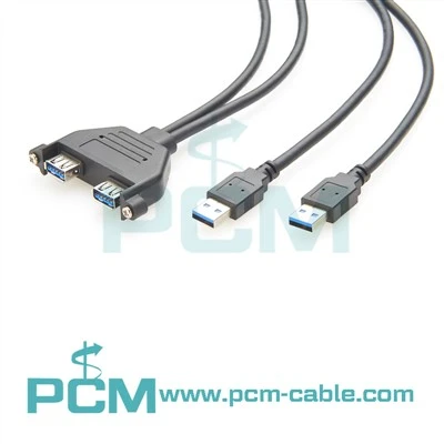 Port doppju USB 3.0 Kejbil ta 'estensjoni tal-impunjazzjoni tal-pannell