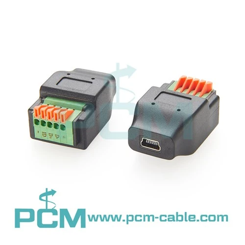 USB Mini B Female Socket Biex 5 Pinn Terminal Block